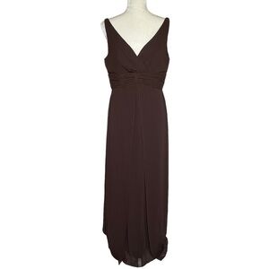 Bill Levkoff Womens Chiffon Special Occasion Dress Size 14 Brown Maxi Sleeveless